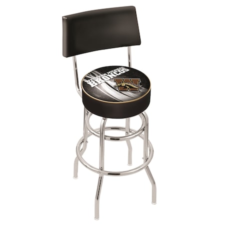 Holland Bar Stool Co 25" Chrome 2-Ring Western Michigan Swivel Bar Stool, Back L7C425WestMI-D2